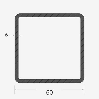 Profilo materiale ferro - tubo quadro saldato 60x60 - 6mm
