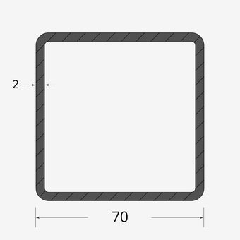 Profilo materiale ferro - tubo quadro saldato 70x70 - 2mm