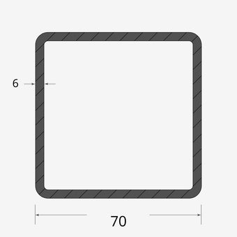 Profilo materiale ferro - tubo quadro saldato 70x70 - 6mm