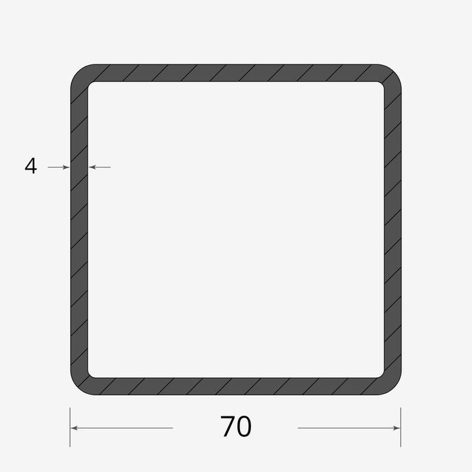 Profilo materiale ferro - tubo quadro saldato 70x70 - 4mm