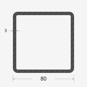 Profilo materiale ferro - tubo quadro saldato 80x80 - 3mm