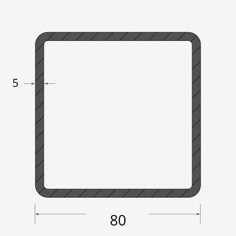 Profilo materiale ferro - tubo quadro saldato 80x80 - 5mm