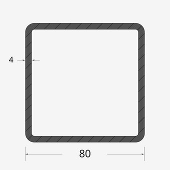 Profilo materiale ferro - tubo quadro saldato 80x80 - 4mm