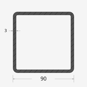 Profilo materiale ferro - tubo quadro saldato 90x90 - 3mm