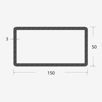 Profilo materiale ferro - tubo rettangolare saldato 150x50 - 3mm