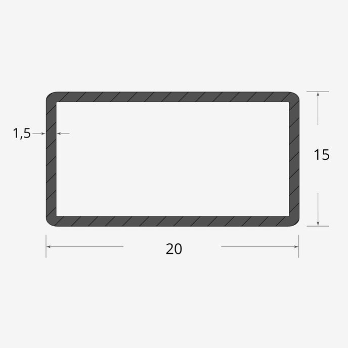 Profilo materiale ferro - tubo rettangolare saldato 20x15 - 1,5mm