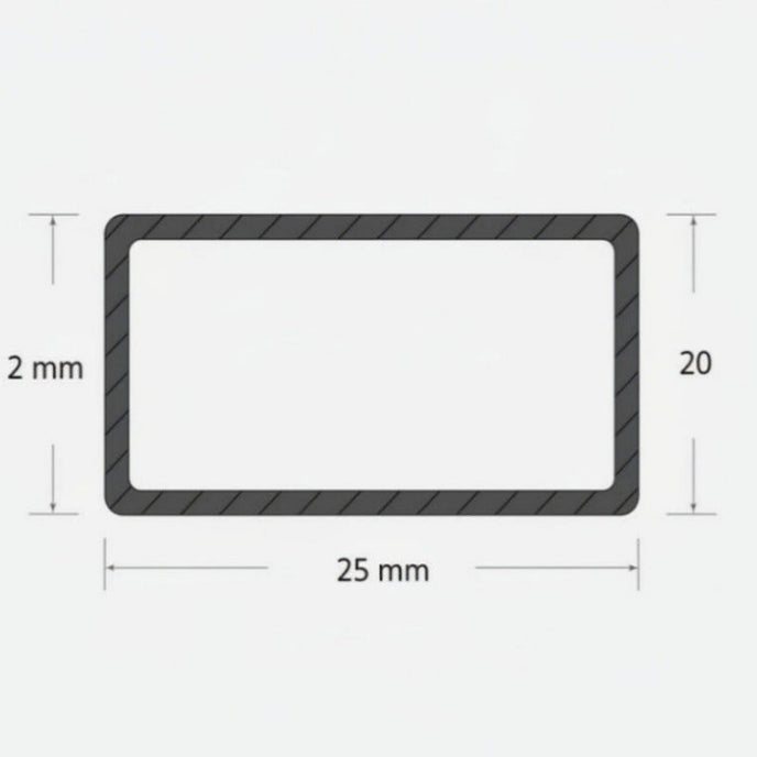 Profilo materiale ferro - tubo rettangolare saldato 25x20 - 2mm
