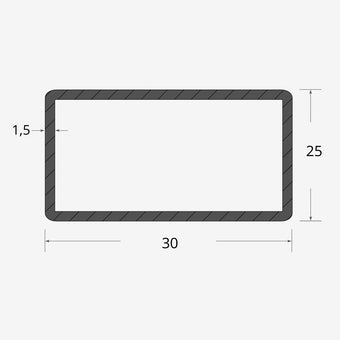 Profilo materiale ferro - tubo rettangolare saldato 30x25 - 1,5mm