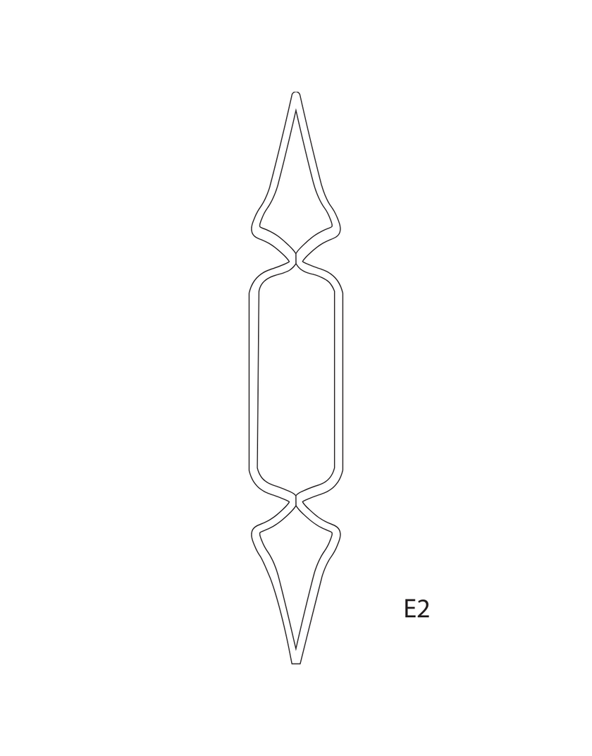 Elementi in ferro per cancelli e ringhiere di tipo E2