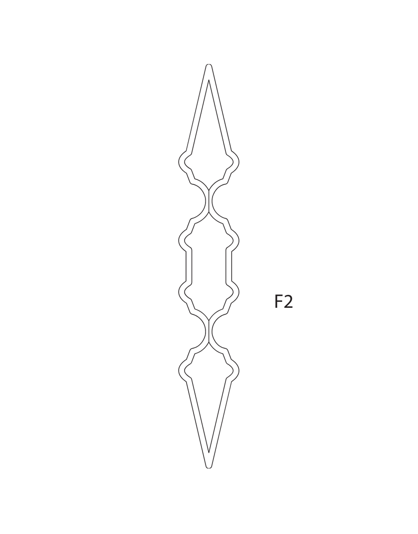 Elementi in ferro per cancelli e ringhiere di tipo F2