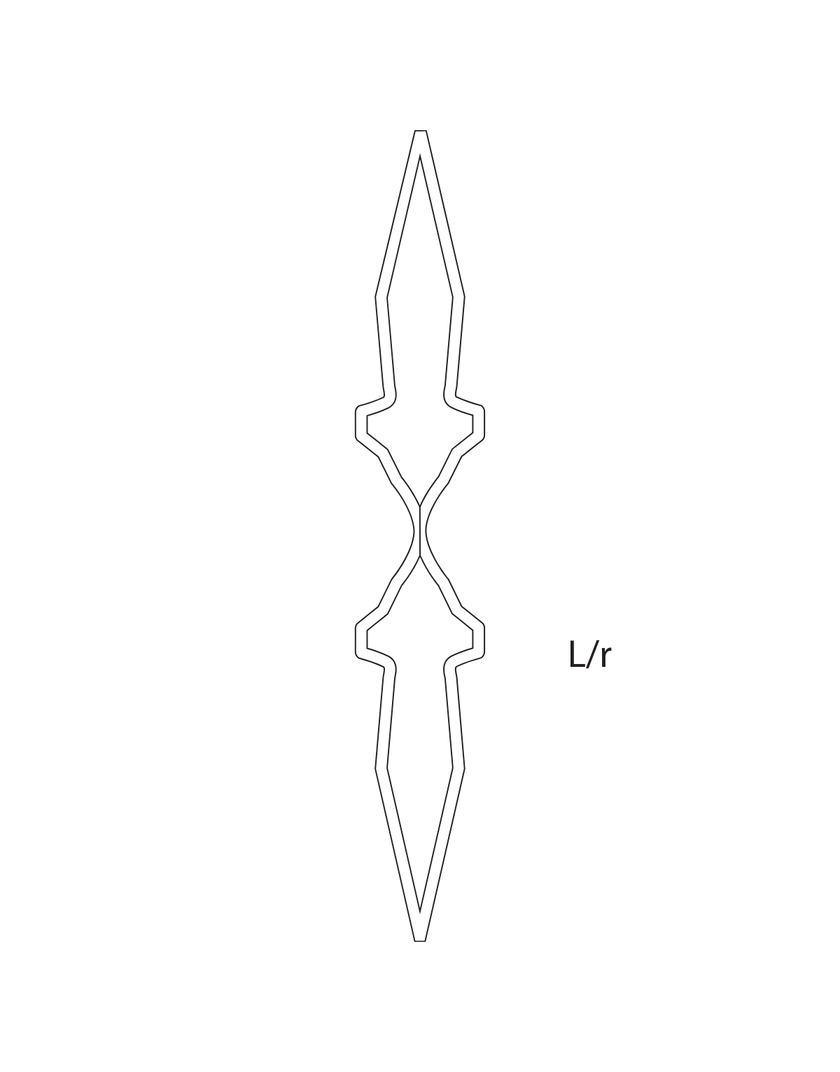 Elementi in ferro per cancelli e ringhiere di tipo L/r